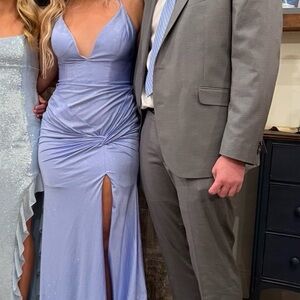 Elegant Light Blue Evening Gown with Slit